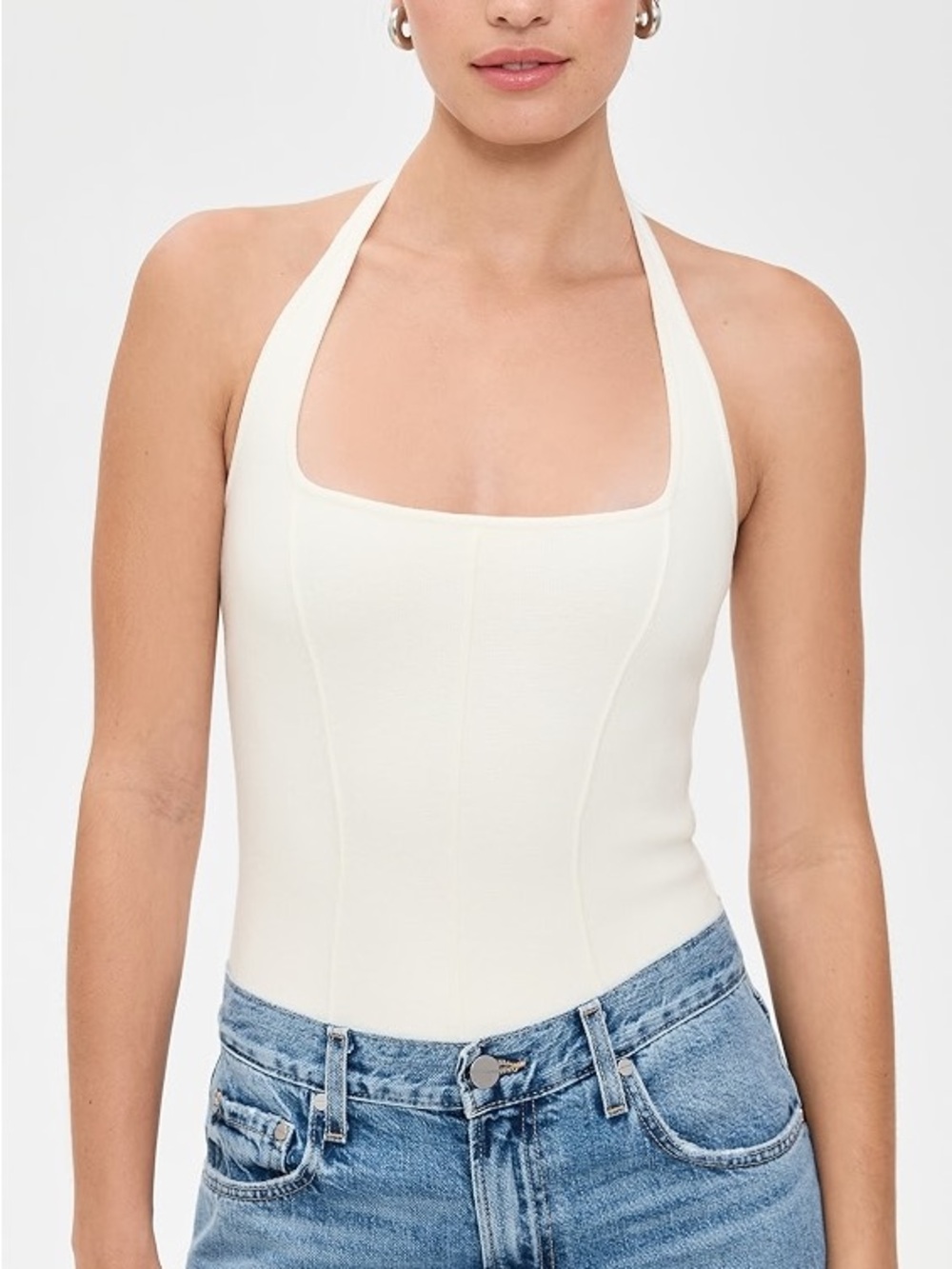 FLEUR DU MAL “SOPHIA” HALTER BODYSUIT, SZ SMALL IVORY NWT!